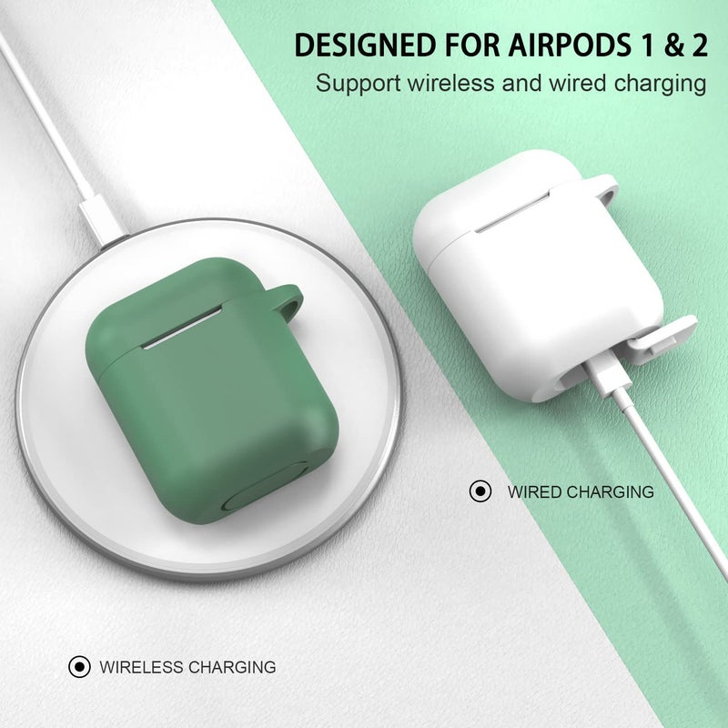 ATUAT Compatible with AirPods Case Cover, Full Protective Silicone Skin Dust-Proof Designed for Apple AirPods 1st 2nd Generation with Keychain, Front LED Visible, White - Image 4